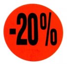 -20% Etiketten 3,2 cm rund leuchtrot